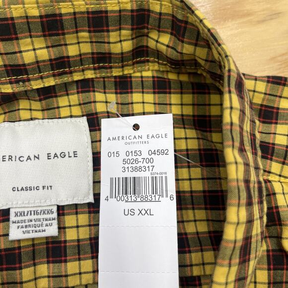 American Eagle Men's XXL Plaid Classic Fit Button Down Shirt Size XXL Preppy - Picture 7 of 11